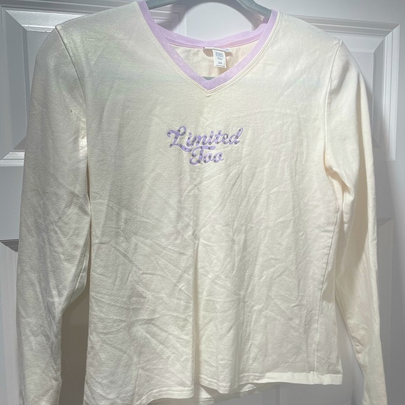 Limited Too Tops - White purple Y2K Limited Too long sleeve crop top 2000s size XXL